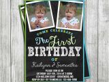 Twins First Birthday Party Invitations Twin Boys Birthday Invitation Digital File Invitation Twin