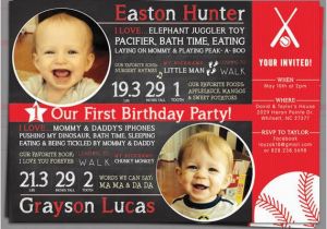 Twins First Birthday Party Invitations Twin Boys First Birthday Party Invitation Digital Jpg