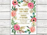 Two Wild Birthday Invitations Young Wild and Three Girl Birthday Invitation by