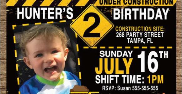 Under Construction Birthday Invitations Under Construction Birthday Invitation Personalized Photo