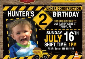 Under Construction Birthday Party Invitations Under Construction Birthday Invitation Personalized Photo