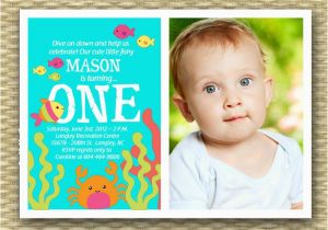 Under the Sea 1st Birthday Invitations Custom 1st Birthday Invitation Under the Sea Photo Card