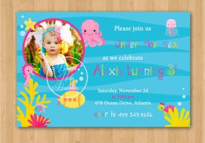 Under the Sea 1st Birthday Invitations Girl Under the Sea Birthday Invitation Diy Custom Printable