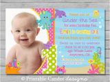 Under the Sea 1st Birthday Invitations Girl Under the Sea Birthday Invitation Ocean by