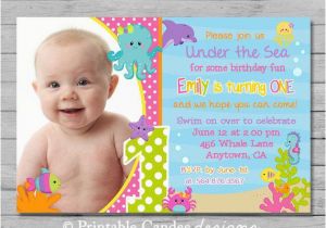 Under the Sea 1st Birthday Invitations Girl Under the Sea Birthday Invitation Ocean by