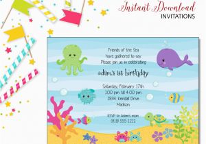 Under the Sea Birthday Invitations Printable Under the Sea Invitation Kids Birthday Printable Editable