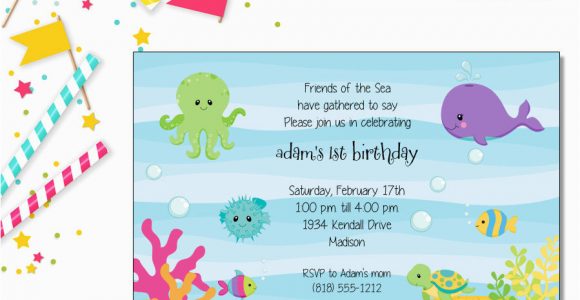 Under the Sea Birthday Invitations Printable Under the Sea Invitation Kids Birthday Printable Editable