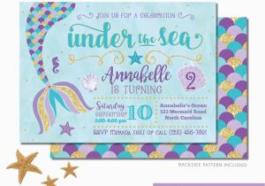 Under the Sea Birthday Invites Mermaid Birthday Invitation Mermaid Invite Under the Sea