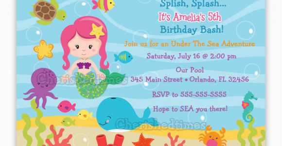 Under the Sea Birthday Invites Under the Sea Birthday Invitation Choose Mermaid You Print