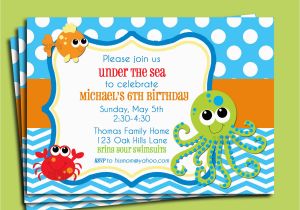Under the Sea Birthday Invites Under the Sea Invitation Printable or Printed with Free