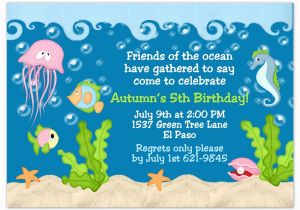 Under the Sea Birthday Party Invitations Free Printable Under the Sea Birthday Invitations Wording Free