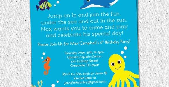 Under the Sea Birthday Party Invitations Free Printable Under the Sea Birthday Party Invitation Printable Boy or