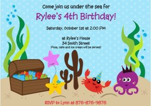 Under the Sea Birthday Party Invitations Free Printable Under the Sea Printable Birthday Party Invitation by Paper