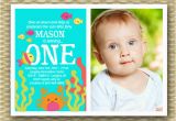 Under the Sea First Birthday Invitations Custom 1st Birthday Invitation Under the Sea Photo Card