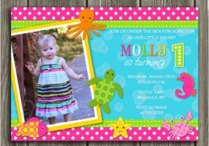 Under the Sea First Birthday Invitations Printable Girl Under the Sea Birthday Photo Invitation