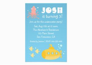 Underwater Birthday Invitations Birthday Party Underwater theme with Submarine Custom
