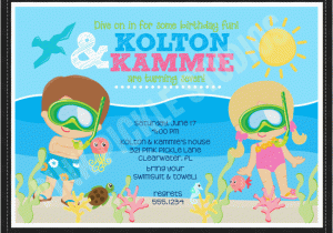 Underwater Birthday Invitations Underwater Divers Personalized Party Invitation