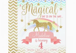 Unicorn Birthday Invitation Wording Magical Rainbow Unicorn Birthday Party Invitation Zazzle Com
