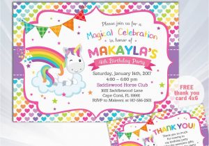 Unicorn Birthday Invitation Wording Rainbow Unicorn Invitation Unicorn Birthday Invitation