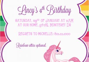 Unicorn Birthday Invitation Wording Tips Easy to Create Unicorn Birthday Invitations Printable