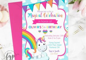 Unicorn Birthday Invitation Wording Unicorn Birthday Invitation Rainbow Unicorn Invitation