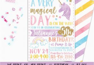 Unicorn Birthday Invitation Wording Unicorn Invitation Rainbow Invitation Magical Birthday