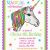 Unicorn Birthday Invitation Wording Unicorn Invitations Unicorn Birthday Party Invitations