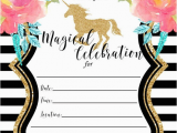 Unicorn Birthday Invitations Online Free Printable Golden Unicorn Birthday Invitation Template