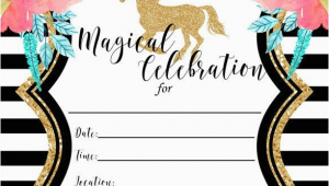 Unicorn Birthday Invitations Online Free Printable Golden Unicorn Birthday Invitation Template