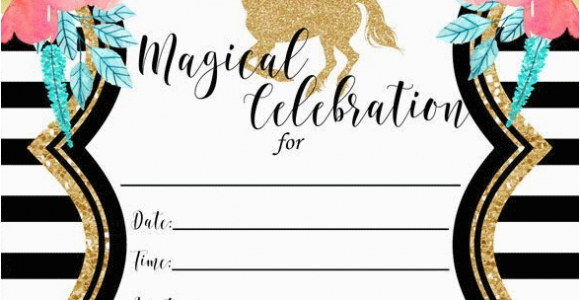 Unicorn Birthday Invitations Online Free Printable Golden Unicorn Birthday Invitation Template