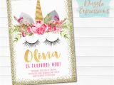 Unicorn Birthday Invitations Online Printable Unicorn Face and Gold Glitter Birthday