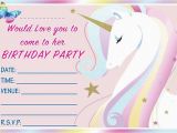 Unicorn Birthday Invitations Online Unicorn theme Birthday Party Invitations Kids Invites