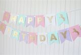 Unicorn Happy Birthday Banner Free Printable Gold Pink White Mint Purple Happy Birthday Unicorn Banner
