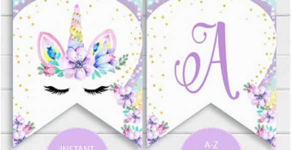 Unicorn Happy Birthday Banner Free Printable Unicorn Birthday Etsy