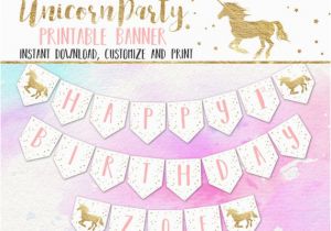 Unicorn Happy Birthday Banner Free Printable Unicorn Party Banner Editable Printable Unicorn Birthday