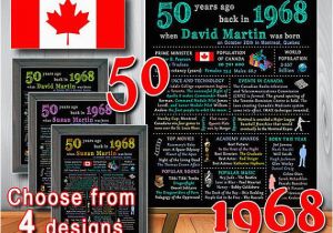 Unique Birthday Gifts for Him Canada 50th Canadian Chalkboard Poster Personalized 1968