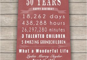 Unique Birthday Gifts for Him Turning 50 50th Birthday Gift Sign Print Personalized Art Canvasmom Dad