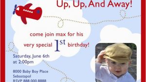Up Up and Away Birthday Invitations Airplane Up Up and Away Birthday Invitation with Photo