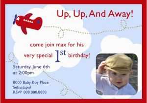 Up Up and Away Birthday Invitations Airplane Up Up and Away Birthday Invitation with Photo