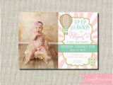 Up Up and Away Birthday Invitations First Birthday Invitation Up Up and Away Hot Air Balloon