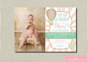 Up Up and Away Birthday Invitations First Birthday Invitation Up Up and Away Hot Air Balloon