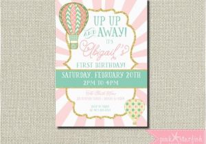Up Up and Away Birthday Invitations First Birthday Invitation Up Up and Away Hot Air Balloon