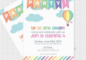 Up Up and Away Birthday Invitations Party Printable Air Balloon Up Up and Away Party