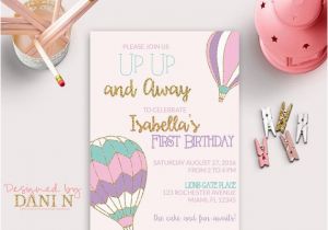 Up Up and Away Birthday Invitations Up Up and Away Birthday Invitation 1st Birthday Hot Air
