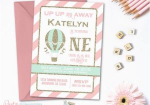 Up Up and Away Birthday Invitations Up Up and Away Birthday Invitation Hot Air Balloon Birthday