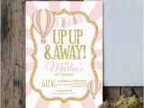 Up Up and Away Birthday Invitations Up Up and Away Invitation Hot Air Balloon Invitation Pink