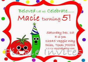Veggie Tales Birthday Invitations Items Similar to Veggie Tales Inspired Birthday Invitation
