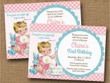 Verse for Birthday Girl Baby 39 S First Birthday Invitation Vintage Baby Girl