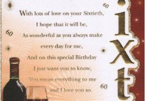 Verse for Husband Birthday Card Husband 60th Birthday Card 39 to My Darling Husband On