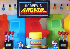 Video Game themed Birthday Party Decorations Kara 39 S Party Ideas Arcade Video Game Pac Man sonic Mario